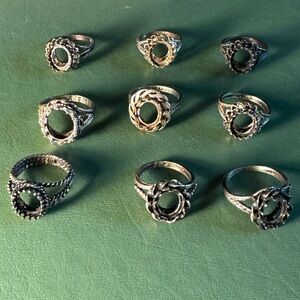 9 sterling silver rings with no gem settings